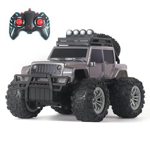 Popsugar of roadway rechargeable remote control car. Rc car monster truck. 4 headlight mode. Lithium battery. C- type charging. Remote control car for kids. Built in India, red