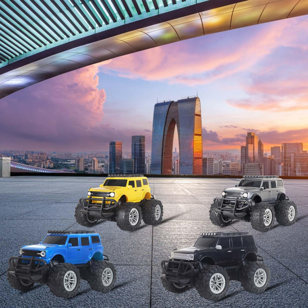 Popsugar of roadway rechargeable remote control car. Rc car monster truck. 4 headlight mode. Lithium battery. C- type charging. Remote control car for kids. Built in India, red