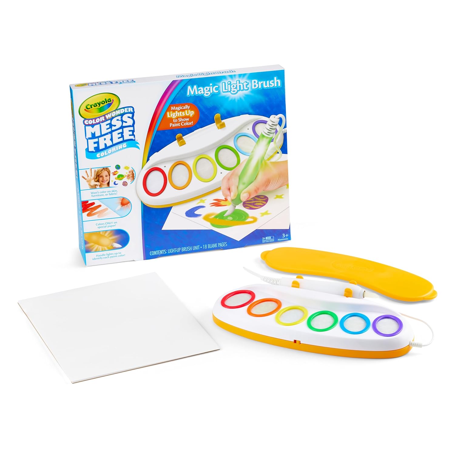 Crayola color wonder magic light brush, mess free painting station for kids, for kids, for kids, toddler toy and activity, age 3, 4, 5.  multicolor