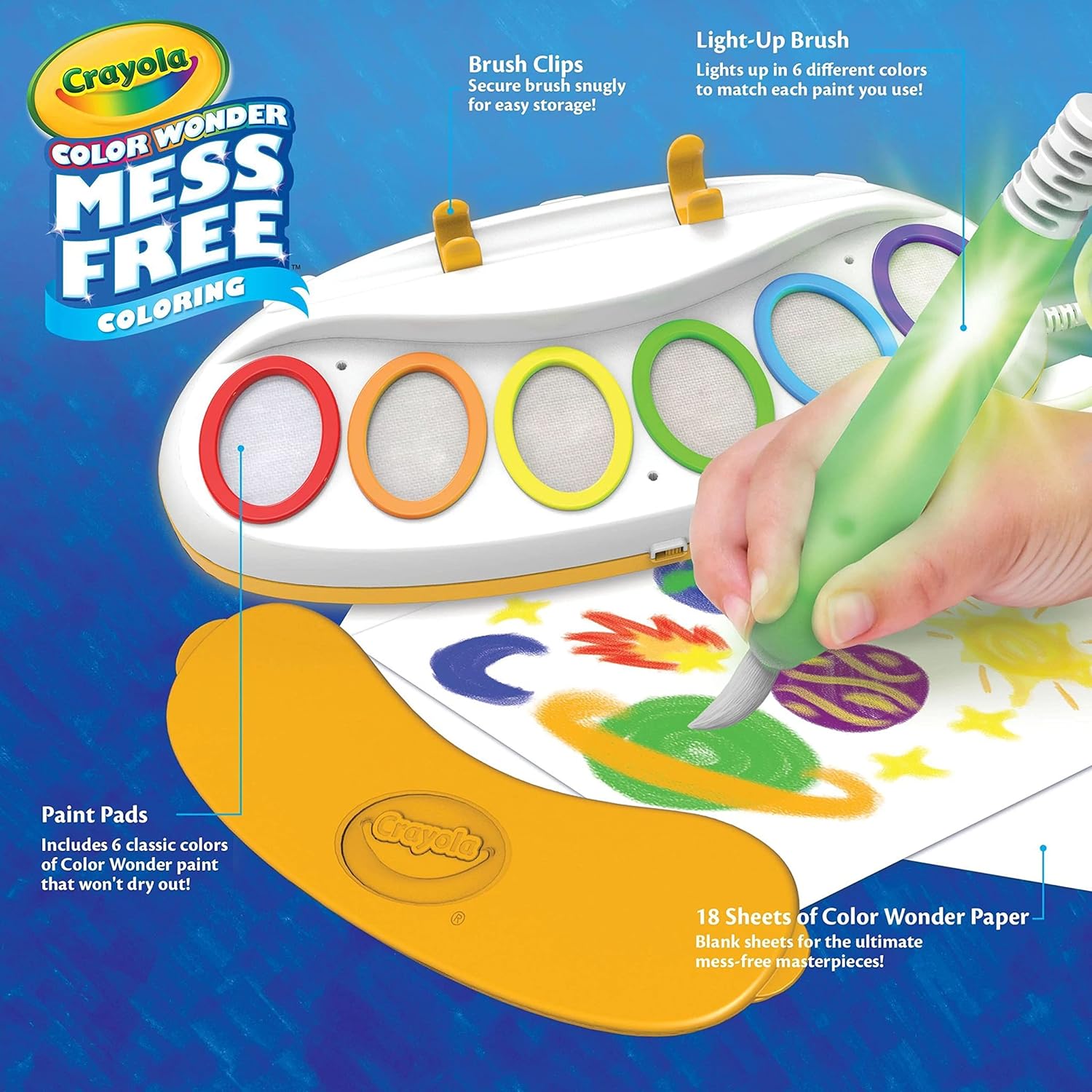 Crayola color wonder magic light brush, mess free painting station for kids, for kids, for kids, toddler toy and activity, age 3, 4, 5.  multicolor