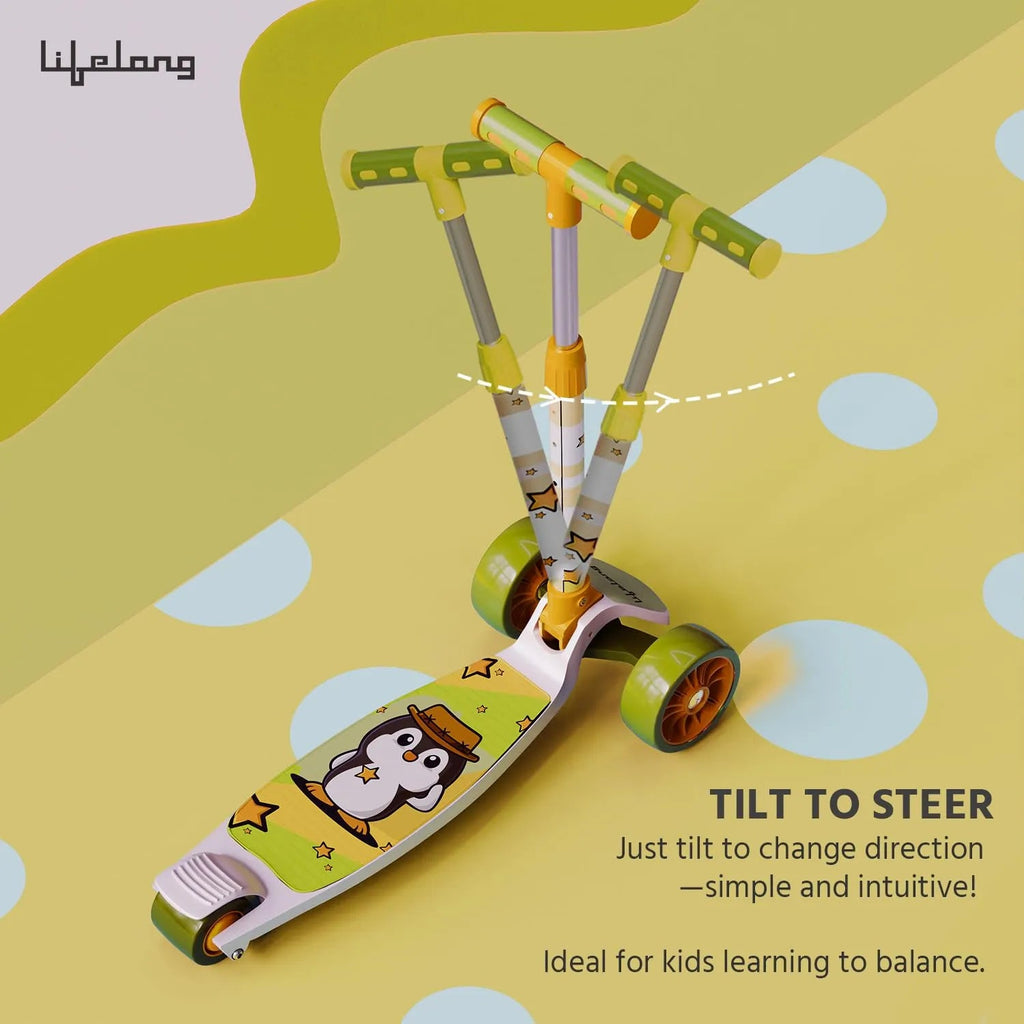 Scooter for Kids 3+ Years - Foldable Kids Scooter with LED Wheels & Adjustable Height - Kick Scooter
