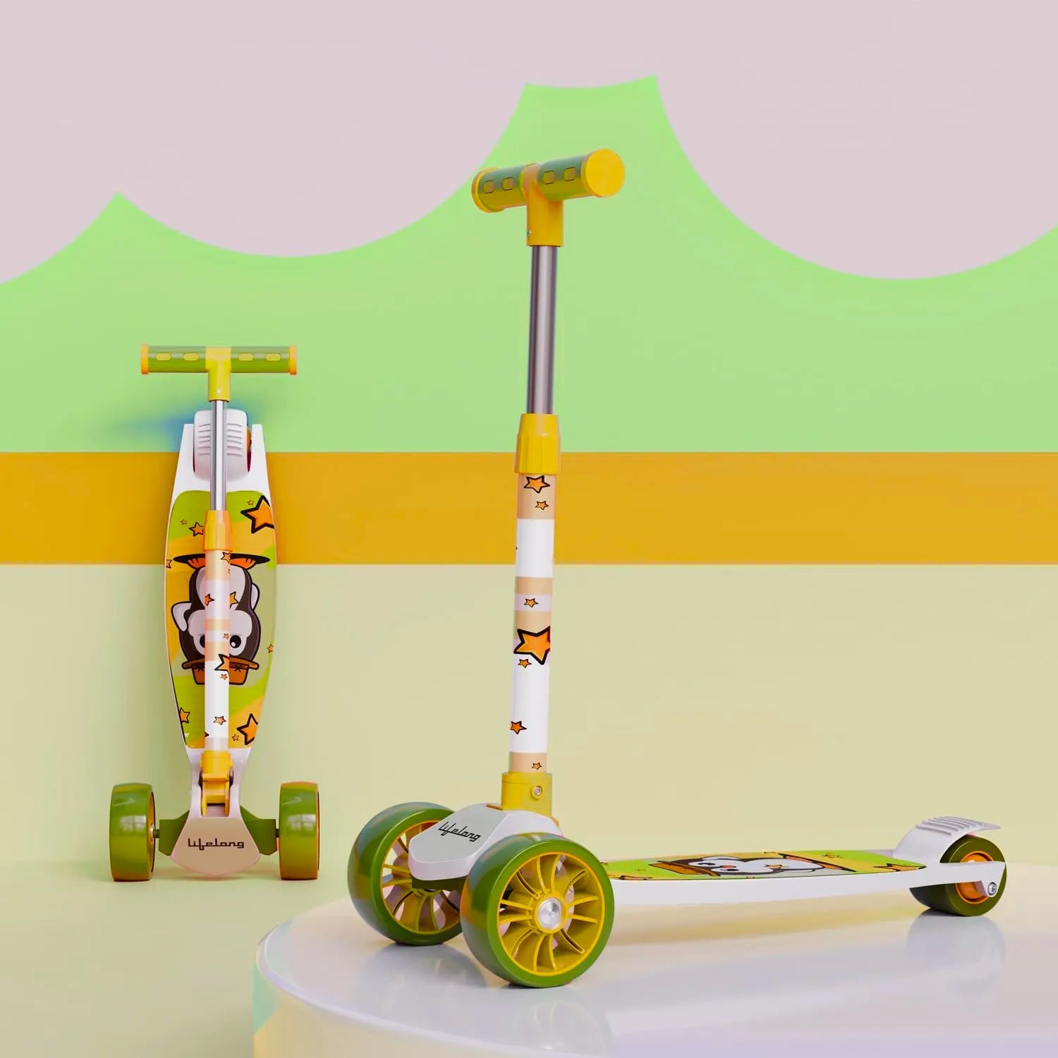 Scooter for Kids 3+ Years - Foldable Kids Scooter with LED Wheels & Adjustable Height - Kick Scooter